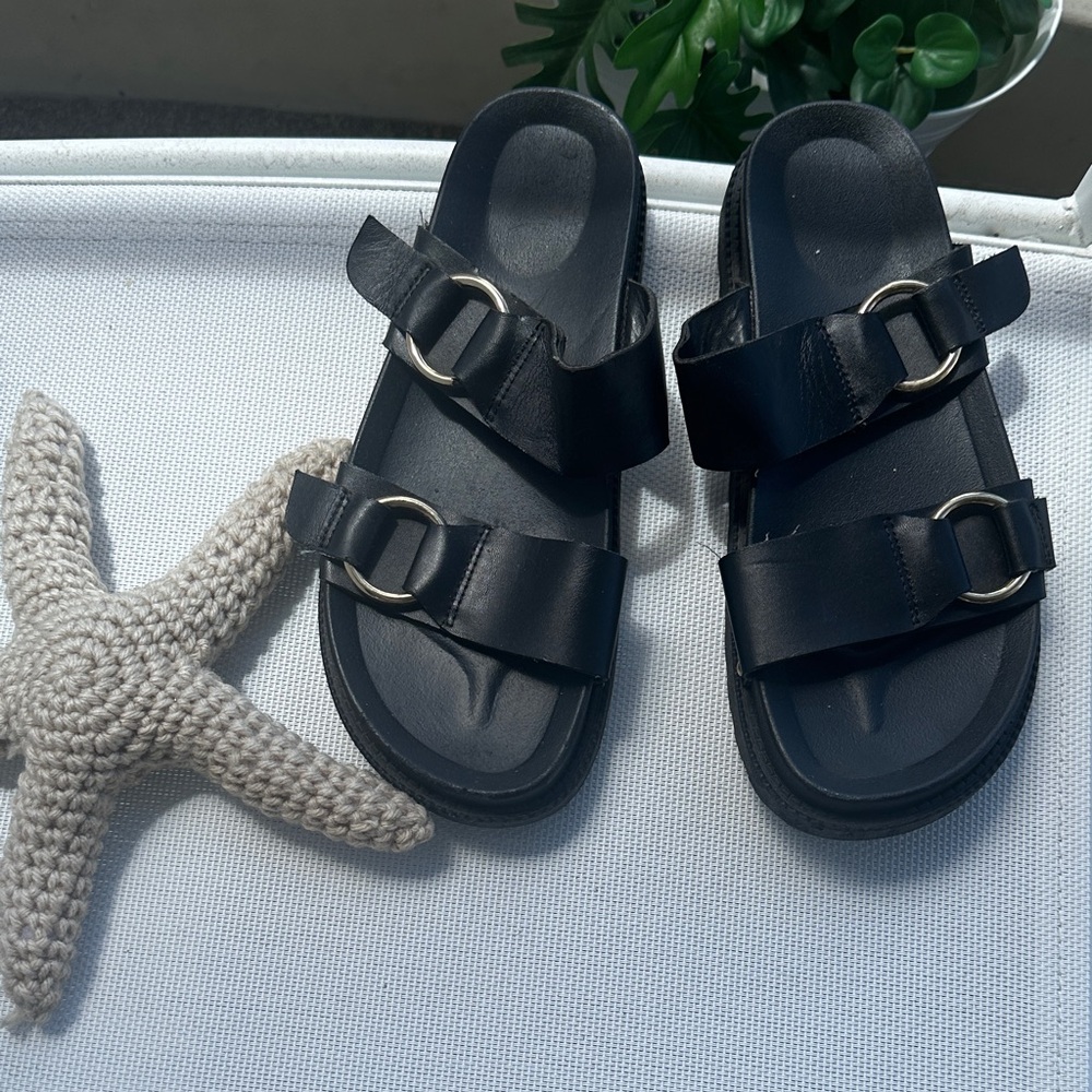 Gold Accent  Black Sandals